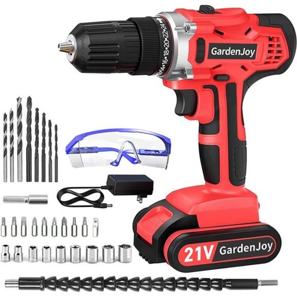 Cordless Power Drill Set: 21V Electric Drill with Fast Charger 3/8-Inch Keyless - Picture 1 of 5